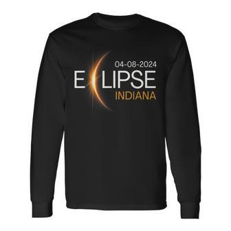 Eclipse 2024 Indiana Totality Eclipse Indiana Solar 2024 Long Sleeve T-Shirt - Monsterry AU