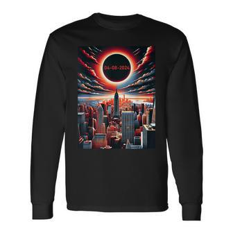Eclipse 2024 New York 8 April 2024 Total Solar Eclipse Long Sleeve T-Shirt - Monsterry