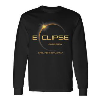 Eclipse 2024 Totality Eclipse Solar Erie Pennsylvania Long Sleeve T-Shirt | Mazezy