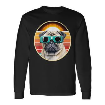Eclipse Dogs Where Pug Charm Meets Celestial Wonder Long Sleeve T-Shirt | Mazezy