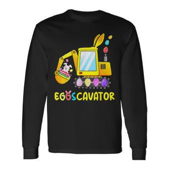 Eggscavator Easter Egg Hunt Construction Trucks Toddler Boys Long Sleeve T-Shirt - Seseable