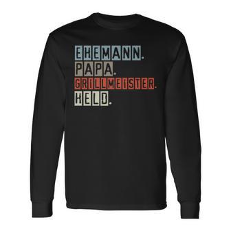 Ehemann Papa Grillmeister Held Grillen Geschenkatertag Langarmshirts - Geschenkecke