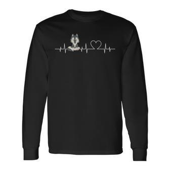 Ekg-Herzschlag Wolf With Wolves S Langarmshirts - Seseable