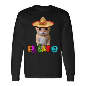 El Gato Meme Mexican Cat Latino Munchkin Kitty Cinco De Mayo Long Sleeve T-Shirt - Monsterry