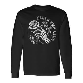 Elder Emo Club Vintage Skeleton Long Sleeve T-Shirt - Seseable