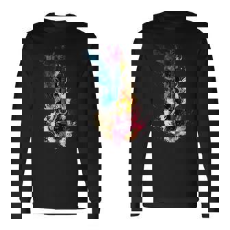 Electric Guitar Band Rock Chromatic Colourful Flames Long Sleeve T-Shirt - Thegiftio UK