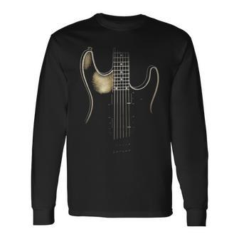 Electric Modern Art Guitar Long Sleeve T-Shirt | Mazezy