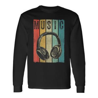 Electronic Music Lover Dj Vintage Retro Headphones Long Sleeve T-Shirt - Monsterry UK