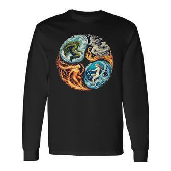 Elemental Harmony Earth Fire Air Water Long Sleeve T-Shirt - Seseable