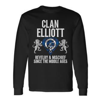 Elliott Clan Scottish Name Coat Of Arms Tartan Family Party Long Sleeve T-Shirt - Seseable