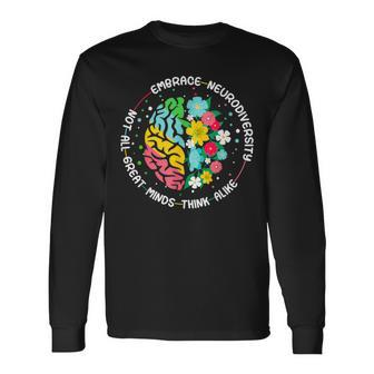 Embrace Neurodiversity Brain Autism Awareness Adhd Autistic Long Sleeve T-Shirt | Mazezy DE