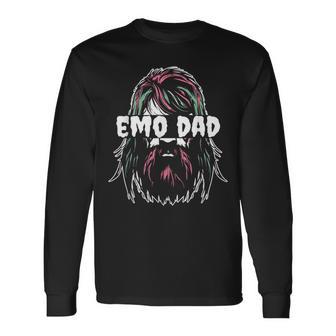 Emo Dad Father Goth 00'S Punk Rock 2000S Gothic Emo Dad Long Sleeve T-Shirt - Monsterry UK