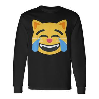 Emoticon Cat Face With Tears Of Joy Long Sleeve T-Shirt - Monsterry AU