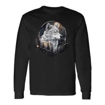 Enchanted Moonlight In The Wolf Forest Long Sleeve T-Shirt - Thegiftio UK