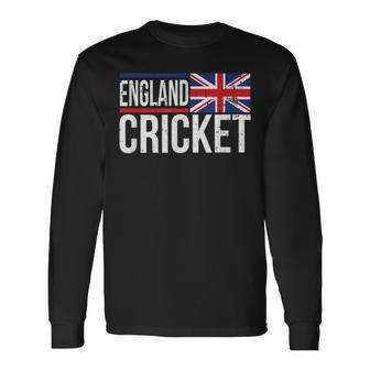 England Cricket Flag Jersey Match Tournament Uk Fan Long Sleeve T-Shirt - Monsterry