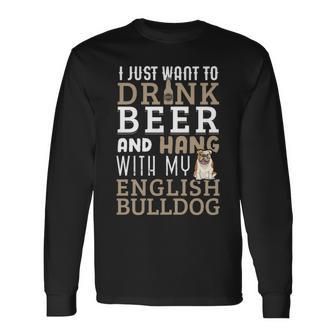 English Bulldog Dad British Dog Lover Beer Long Sleeve T-Shirt | Mazezy