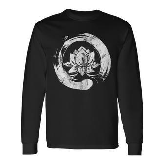 Enso Zen Circle Of Enlightenment Lotus Vintage Long Sleeve T-Shirt - Monsterry