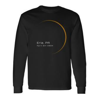 Erie Pa Pennsylvania Total Solar Eclipse April 8 2024 Long Sleeve T-Shirt | Mazezy