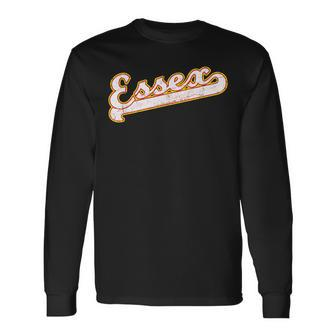 Essex Retro Distressed Look In Essex County Flag Colours Long Sleeve T-Shirt - Seseable