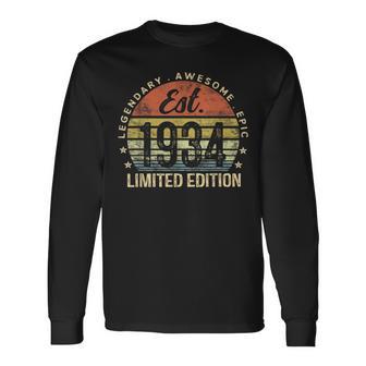 Est 1934 Limited Edition 90Th Birthday Vintage 90 Year Old Long Sleeve T-Shirt - Monsterry DE