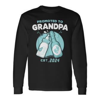 Est 2024 Grandpa Promoted To Grandpa Baby Boys Father's Day Long Sleeve T-Shirt - Monsterry