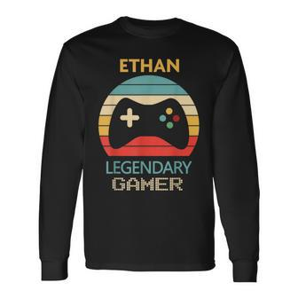 Ethan Name Personalised Legendary Gamer Long Sleeve T-Shirt - Seseable
