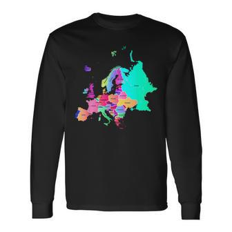 Europe Political Map With Boundaries And Countries Names Long Sleeve T-Shirt - Monsterry