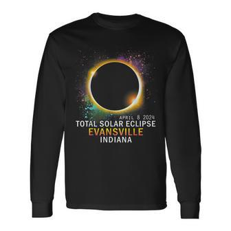 Evansville Indiana Total Solar Eclipse April 8 2024 Long Sleeve T-Shirt | Mazezy
