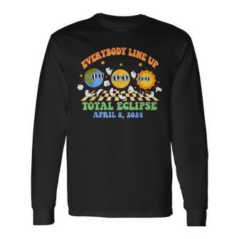 Everybody Line Up Solar Eclipse 2024 Total Solar Eclipse Long Sleeve T-Shirt | Mazezy