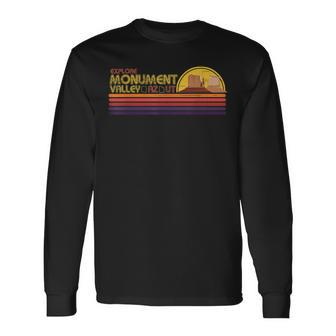Explore Monument Valley Az Ut Vintage Stripes Tourist Long Sleeve T-Shirt - Monsterry DE
