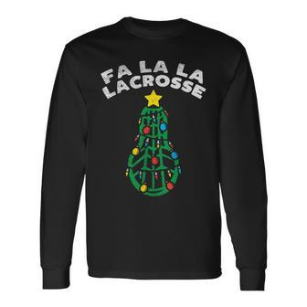 Fa La Lacrosse Christmas Lax Player Goalie Team Long Sleeve T-Shirt - Monsterry