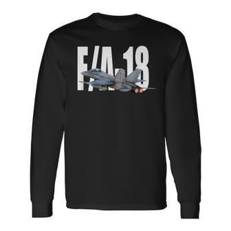 FA18 F18 Super Hornet Navy Fighter Plane Long Sleeve T-Shirt - Monsterry