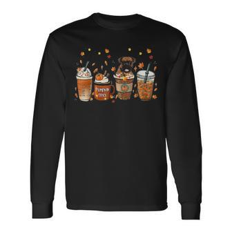 Fall Coffee Pumpkin Spice Latte Iced Autumn Boxer Long Sleeve T-Shirt | Mazezy DE
