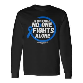 In This Family No-One Fight Alone Als Awareness Month Ribbon Long Sleeve T-Shirt - Seseable
