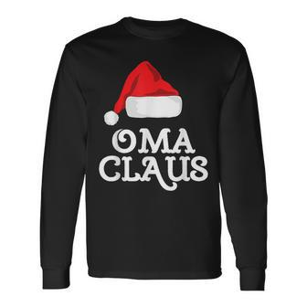 Family Oma Claus Christmas Santa's Hat Pajama Matching Long Sleeve T-Shirt - Monsterry
