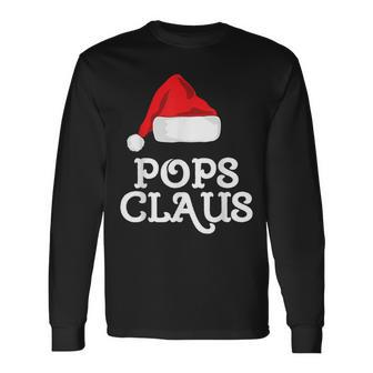 Family Pops Claus Christmas Santa's Hat Matching Pajama Long Sleeve T-Shirt - Monsterry