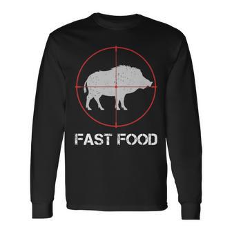 Fast Food Wildschweinjagd Lustige Tierwelt Jäger Papa Langarmshirts - Geschenkecke