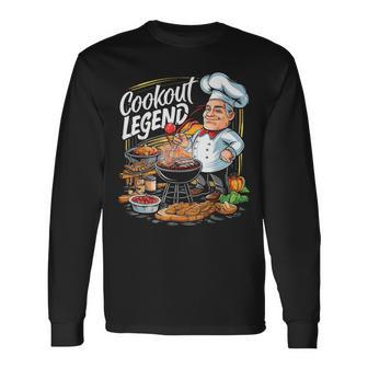 Father's Day Cookout Legend Daddy Quote Cookout Grilling Dad Long Sleeve T-Shirt - Thegiftio UK