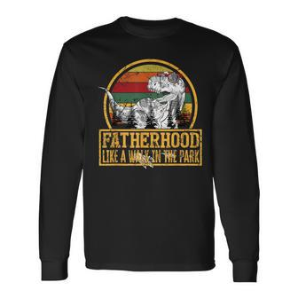 Father's Day Fatherhood Like Walk In The Park Long Sleeve T-Shirt - Monsterry