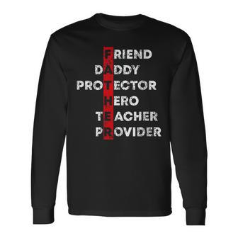 Father's Day Friend Daddy Protector Hero Teacher Provider Long Sleeve T-Shirt - Thegiftio UK