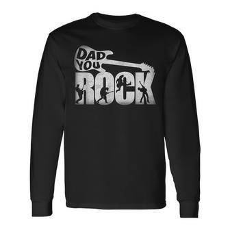Fathers Day Dad You Rock Guitar Vintage Adults Long Sleeve T-Shirt - Seseable