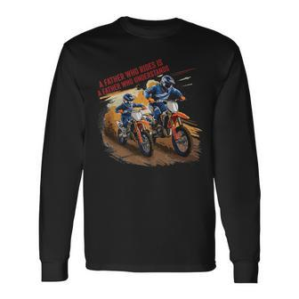 Fathers Day Motorcycle Racing Dirt Bike Motocross Father Son Long Sleeve T-Shirt - Seseable