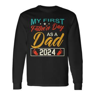 Father's Day Promoted To Daddy Est 2024 First Time Dad 2024 Long Sleeve T-Shirt - Thegiftio UK