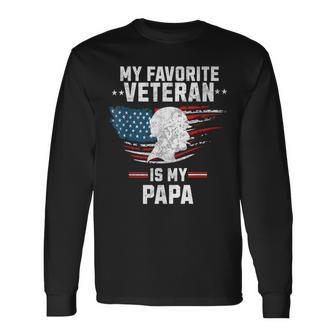 My Favorite Veteran Is My Papa Kids Veterans Day Long Sleeve T-Shirt - Monsterry