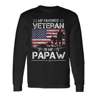 My Favorite Veteran Is My Papaw Flag Father Veterans Day Long Sleeve T-Shirt | Seseable UK