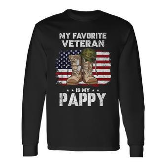 My Favorite Veteran Is My Pappy American Flag Veterans Day Long Sleeve T-Shirt - Monsterry AU