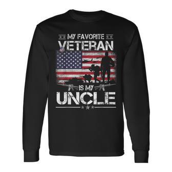 My Favorite Veteran Is My Uncle Flag Father Veterans Day Long Sleeve T-Shirt | Seseable UK