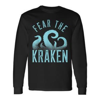 Fear The Kraken Vintage Kraken Tentacles Octopus Kraken Long Sleeve T-Shirt - Seseable