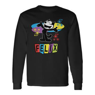Felix Cat Comics Retro Futurist Tv In Joyful Happy Long Sleeve T-Shirt - Monsterry AU