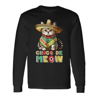 Feliz Cinco De Meow Mexican Cat Fiesta 5 De Mayo Long Sleeve T-Shirt | Mazezy
